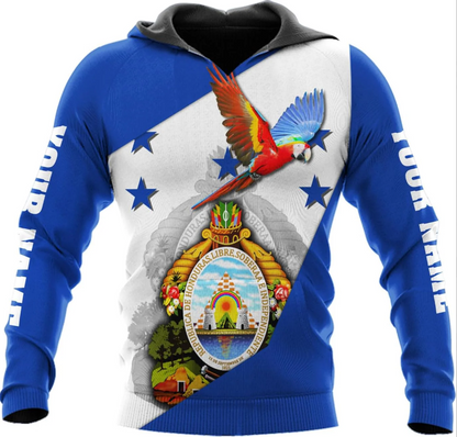 Personalized Honduras APO Hoodie, Honduras Pride Honduras Flag 3D Zip Hoodie Sweatshirt Tshirt Men and Women