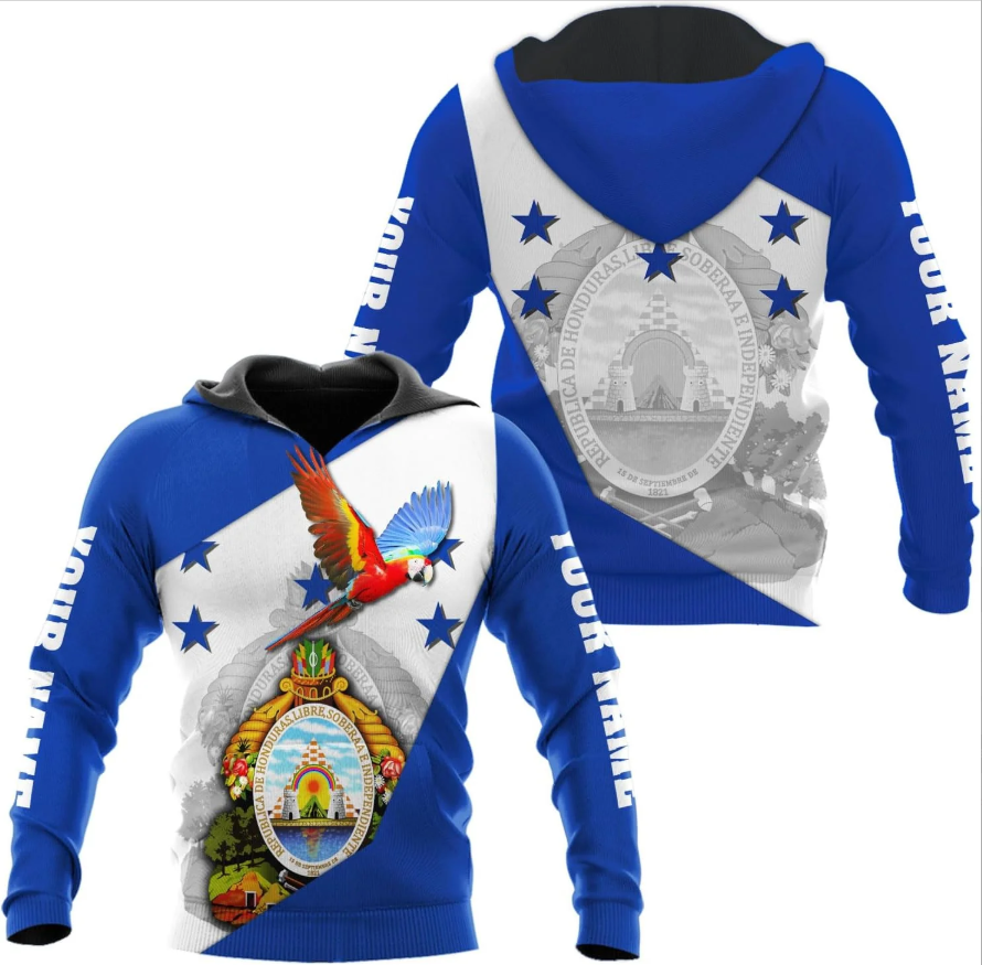 Personalized Honduras APO Hoodie, Honduras Pride Honduras Flag 3D Zip Hoodie Sweatshirt Tshirt Men and Women