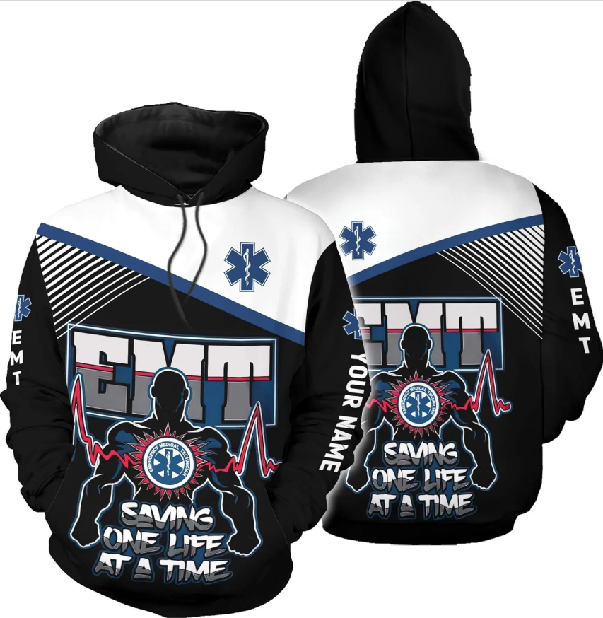 Personalized EMT Hoodie EMS Sweatshirt Custom EMS Zip Hoodie Paramedic Uniform Emergency Medical Technician Shirts