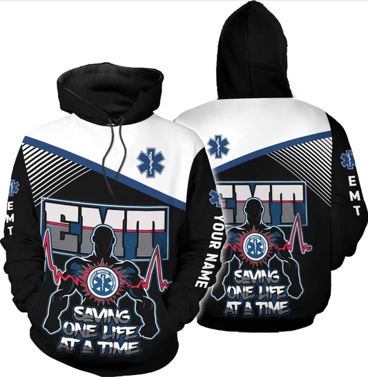 Personalized EMT Hoodie EMS Sweatshirt Custom EMS Zip Hoodie Paramedic Uniform Emergency Medical Technician Shirts