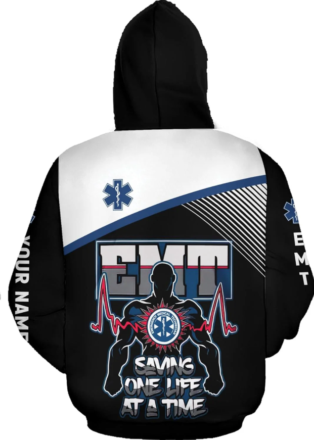 Personalized EMT Hoodie EMS Sweatshirt Custom EMS Zip Hoodie Paramedic Uniform Emergency Medical Technician Shirts
