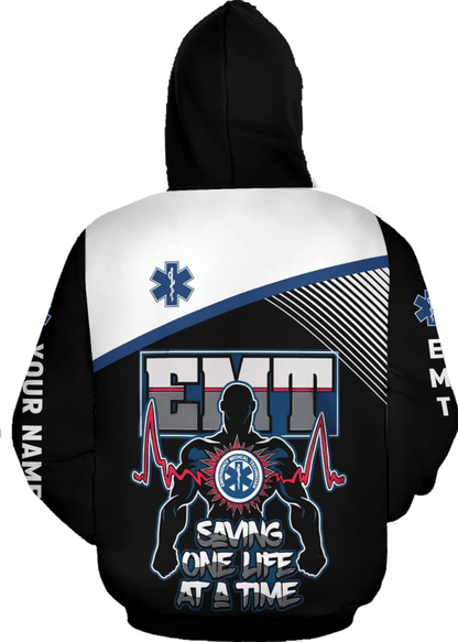 Personalized EMT Hoodie EMS Sweatshirt Custom EMS Zip Hoodie Paramedic Uniform Emergency Medical Technician Shirts