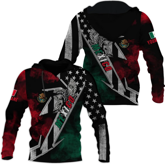 Mostprints Personalized Name Mexican Hoodie 3D, Customized Mexican Hoodies for Men, Unisex Mexico Hoodie,Mexico Hoodies for Men