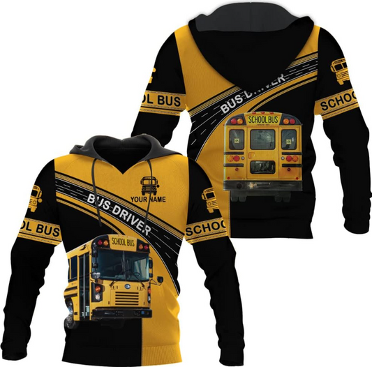 Personalized School Bus Driver Hoodie Yellow Bus Driver Hoodies School Bus Driver Sweaters Shirts Men & Women