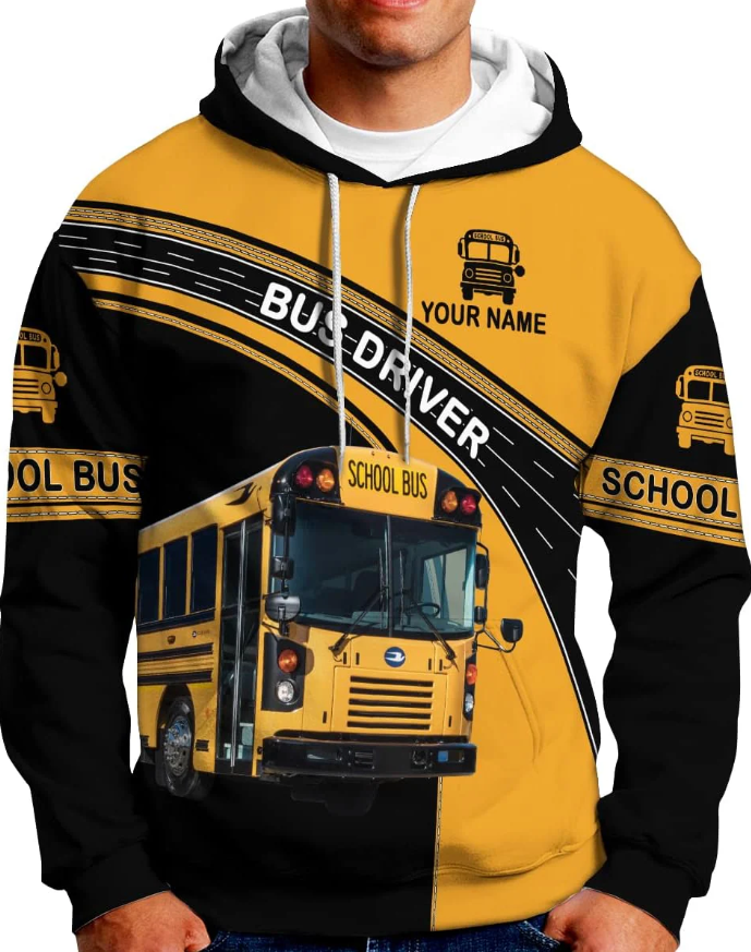 Personalized School Bus Driver Hoodie Yellow Bus Driver Hoodies School Bus Driver Sweaters Shirts Men & Women