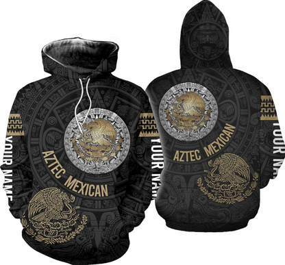 Mostprints Personalized Name Aztec Hoodie Men 3D, Aztec Hoodies for Men and Women, Aztec Warrior Mexican Hoodie, Mexico hoodie