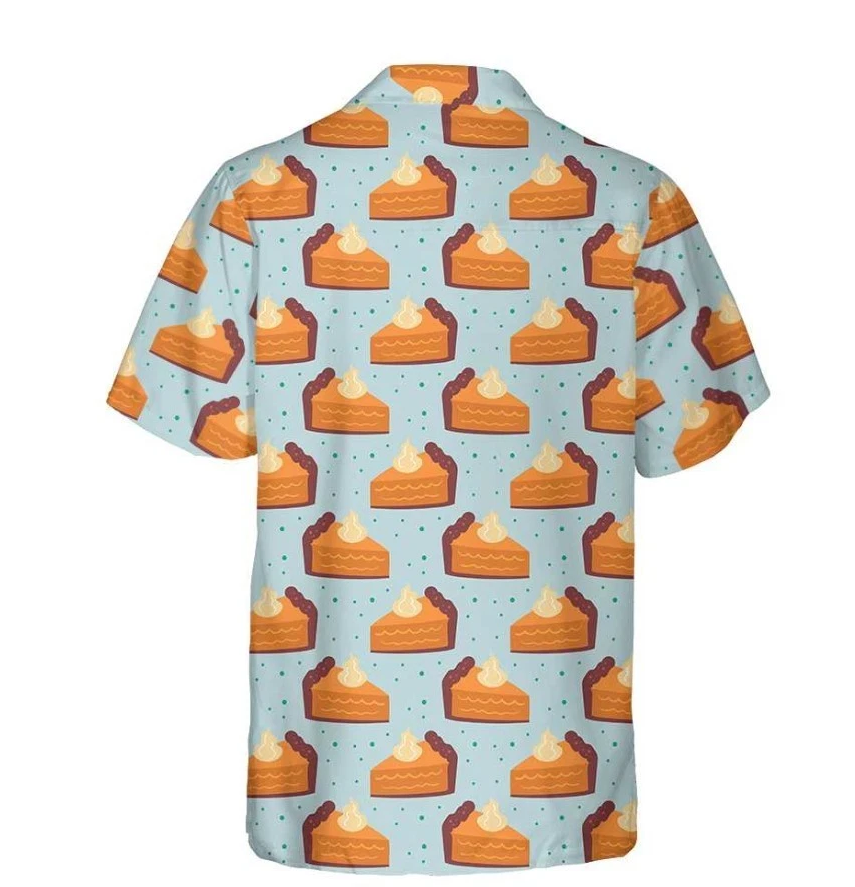 Thanksgiving Pumpkin Pie On Light Blue Hawaiian Shirt, Funny Thanksgiving Shirt