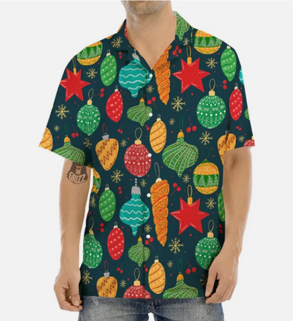 Decorations Christmas Vintage Print Pattern Men's Hawaiian Shirt