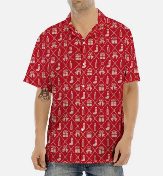 Christmas Gift Knitted Print Pattern Men's Hawaiian Shirt