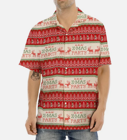 Festive Christmas Knitted Print Pattern Men's Hawaiian Shirt