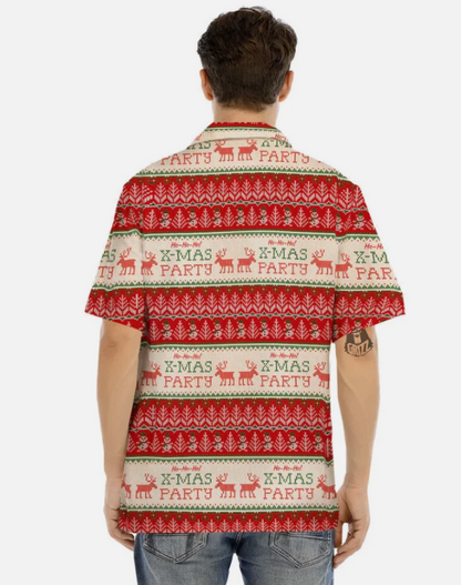 Festive Christmas Knitted Print Pattern Men's Hawaiian Shirt