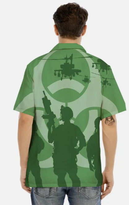 Soldiers And Biohazard Print Men's Hawaiian Shirt