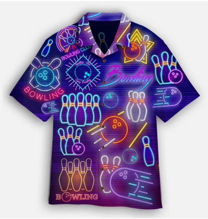 Social Club Neon Bowling Event on Hawaiian Shirt