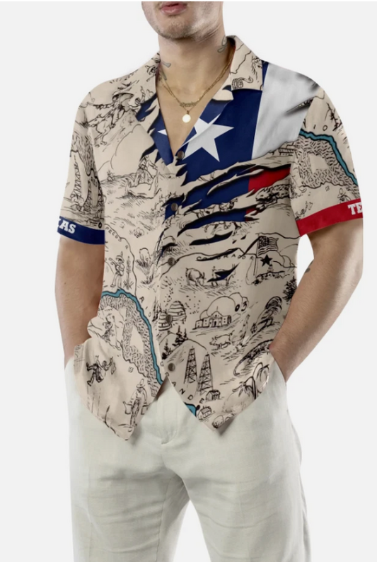 Texas State Map Hawaiian Shirt, Unique Texas Shirt For Texas Lovers