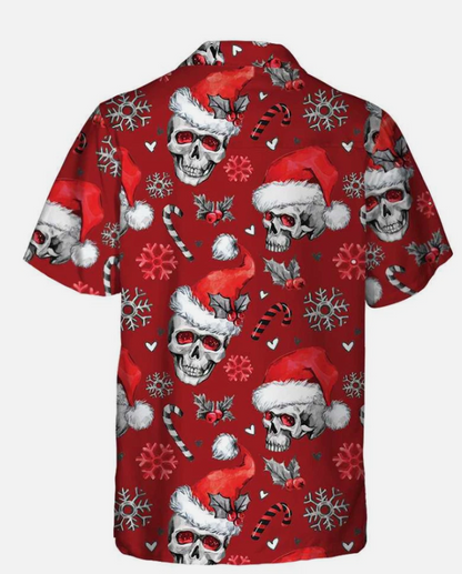 Christmas Skulls With Candy Canes Red Version Christmas Hawaiian Shirt