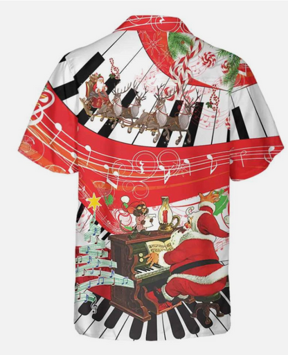 Piano Playing By Santa Claus Hawaiian Shirt, Funny Santa Claus Shirt