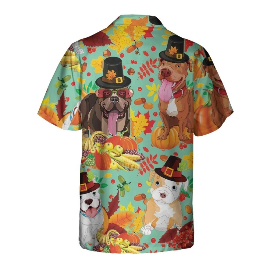 Pitbulls Dog Happy Thanksgiving Hawaiian Shirt, Funny Thanksgiving Shirt