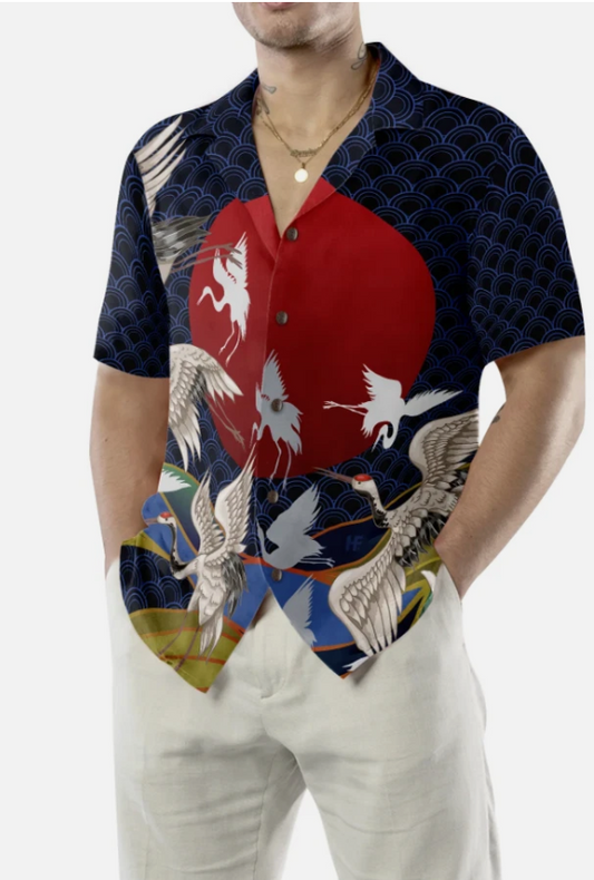 Japanese Cranes Hawaiian Shirt