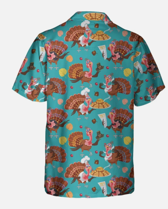 Happy Thanksgiving Turkeys Chef Thanksgiving Hawaiian Shirt