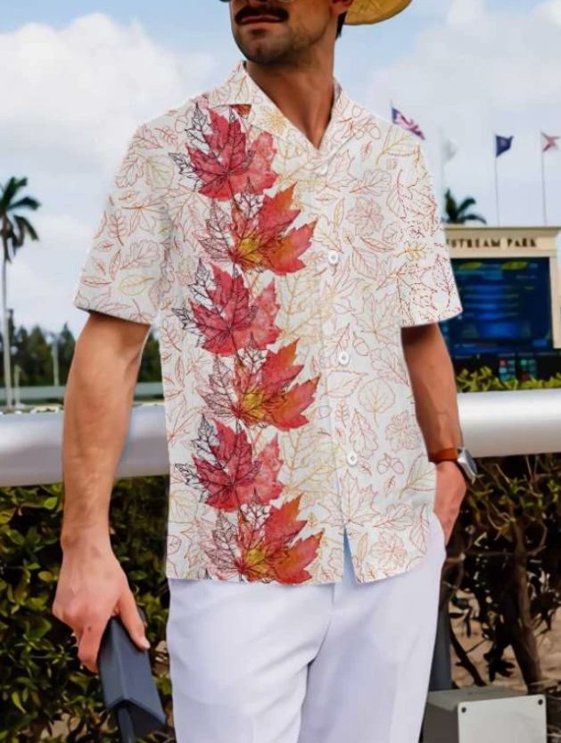 Thanksgiving Hello Autumn Hawaiian Shirt, Fall Vibe Thanksgiving Shirt