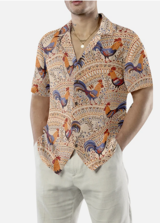 Boho Chicken Pattern Hawaiian Shirt