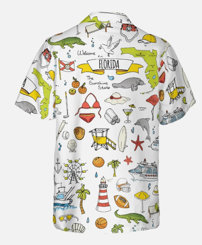 Florida In Hand Drawn Doodle Style USA Hawaiian Shirt