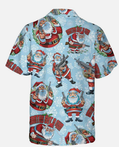 Funny Santa Claus With Machine Gun Christmas Hawaiian Shirt