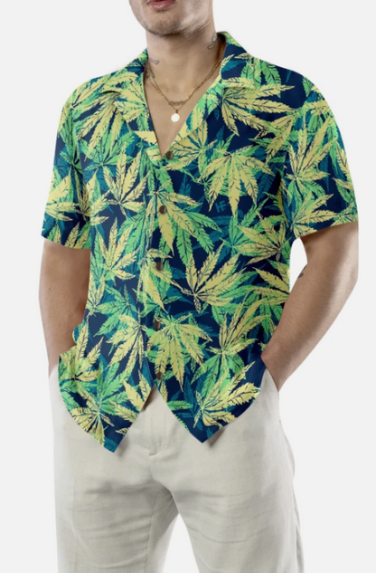 Tropical Marijuana Leaves Shirt For Men Hawaiian Shirt