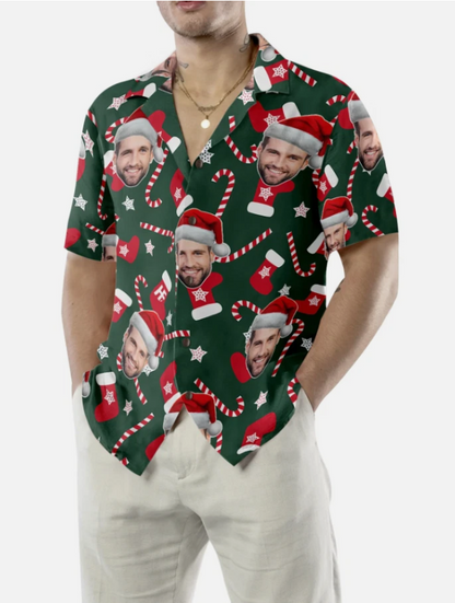 Funny Custom Face Christmas Pattern Seamless 02 Custom Hawaiian Shirt