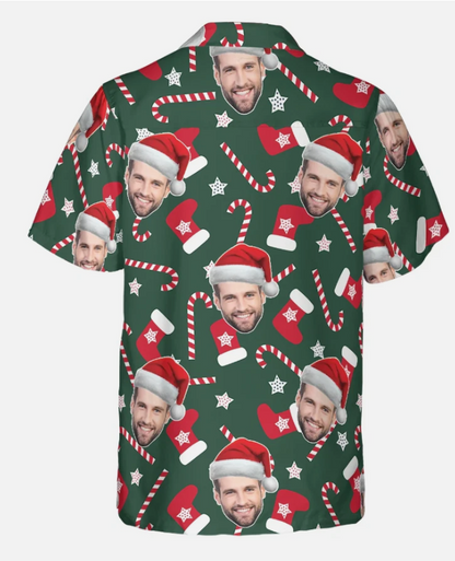 Funny Custom Face Christmas Pattern Seamless 02 Custom Hawaiian Shirt