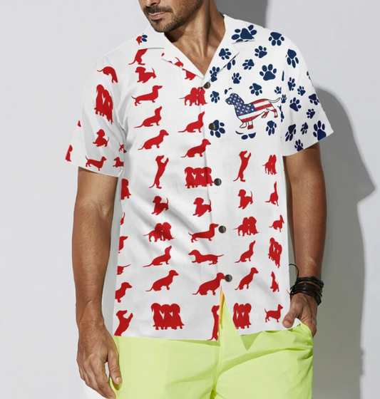 Dachshund American Flag Hawaiian Shirt