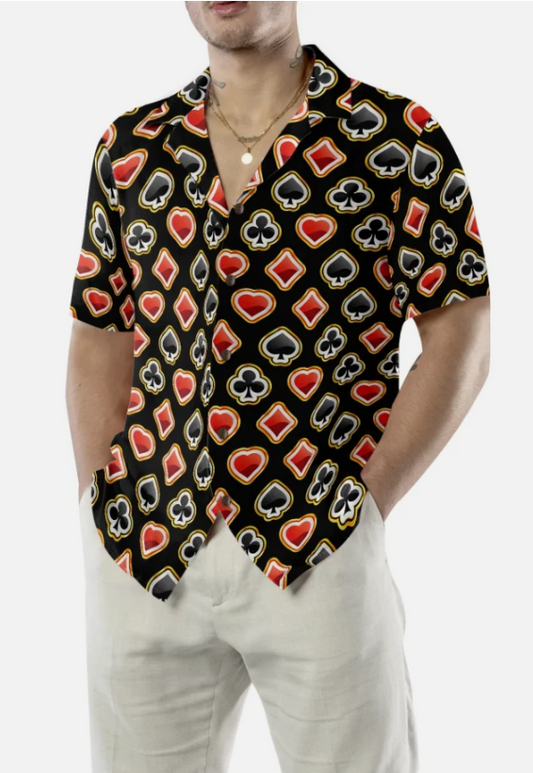 Casino Poker Black Background Hawaiian Shirt