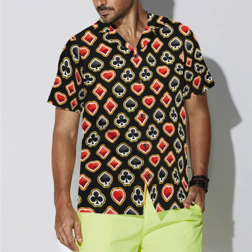Casino Poker Black Background Hawaiian Shirt