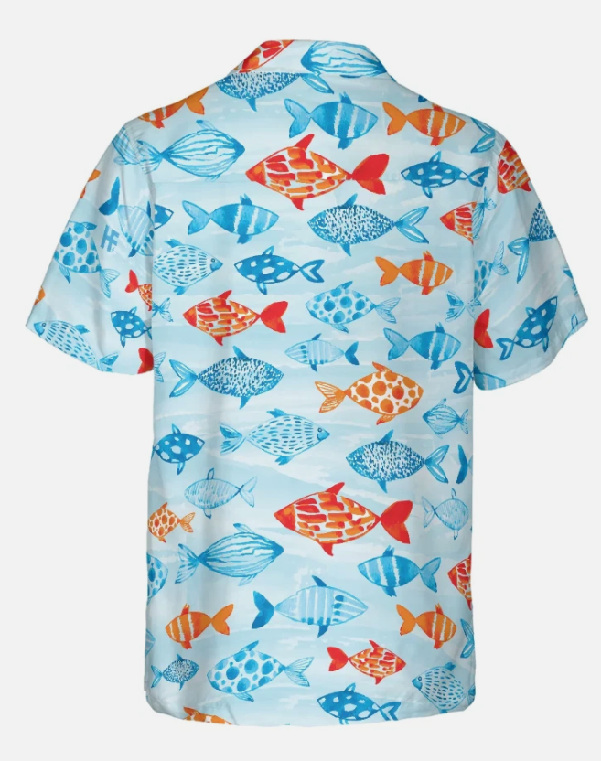 Fish Water Color Pattern v4 Hawaiian Shirt