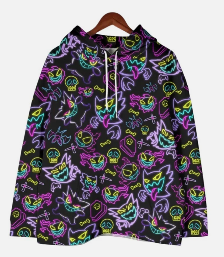 Gengar Hoodie Shirt Unisex Tropical Kawaii Hoodie Crewneck Sweatshirt Ghost Funn