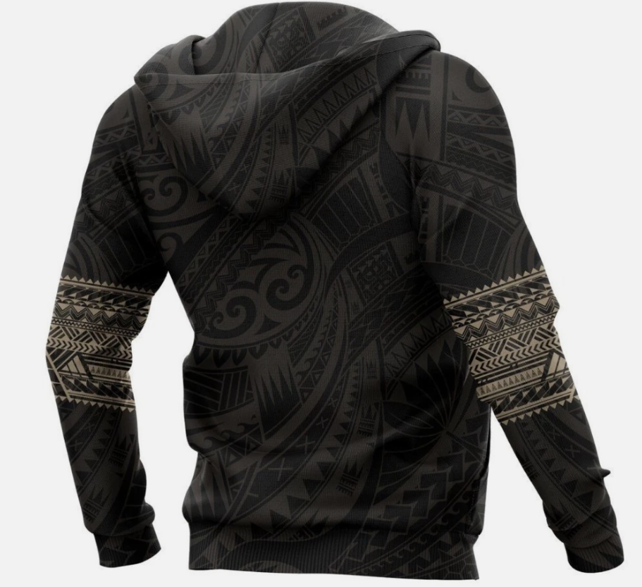 Polynesian Tattoo Style Gold Sweatshirt Hoodie, Polynesian Hoodie