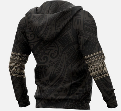 Polynesian Tattoo Style Gold Sweatshirt Hoodie, Polynesian Hoodie