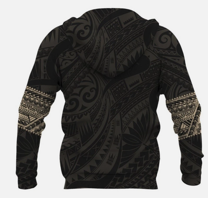 Polynesian Tattoo Style Gold Sweatshirt Hoodie, Polynesian Hoodie