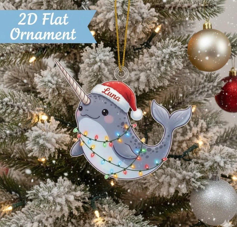 Personalized Narwhal Christmas Ornament: Custom Acrylic Keepsake