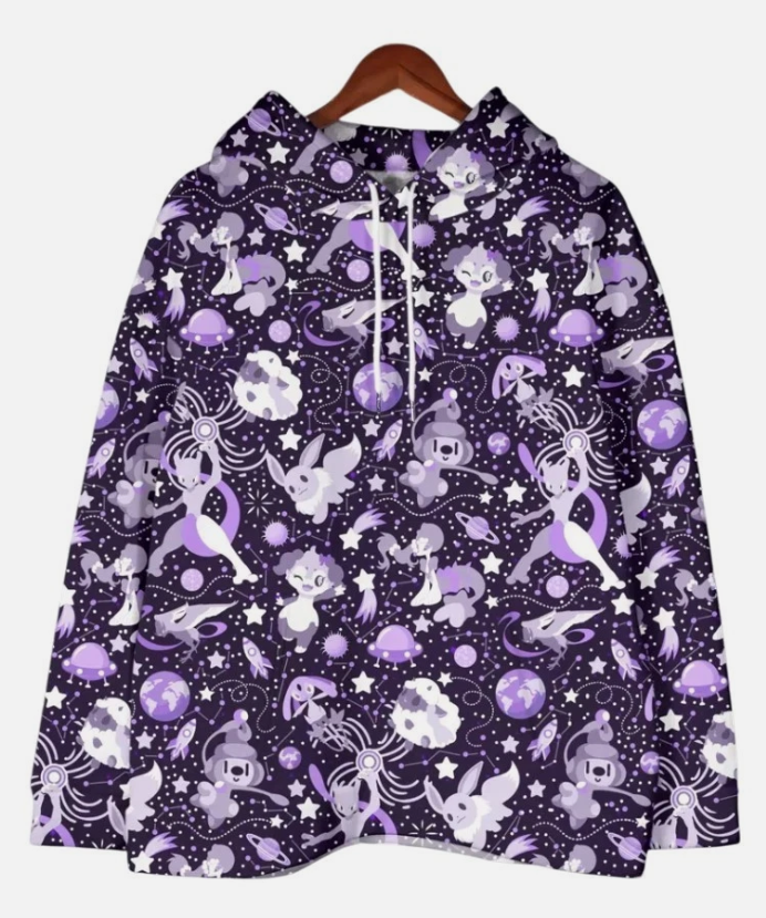 Mewtwo Hoodie, Galaxy Eevee Hoodie, Cute Kawaii Space Hoodie