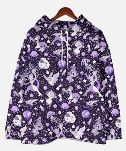 Mewtwo Hoodie, Galaxy Eevee Hoodie, Cute Kawaii Space Hoodie
