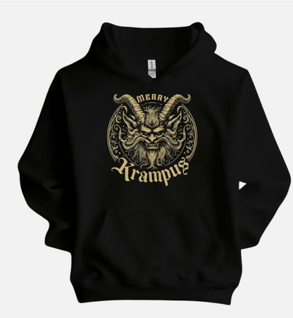 Golden Merry Krampus Graphic Hoodie: Unisex Spookmas Apparel
