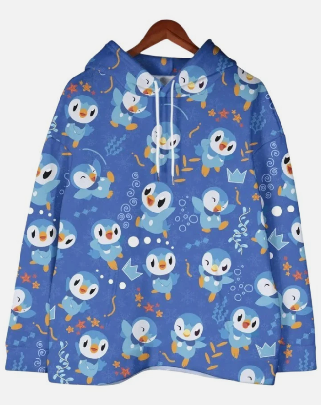Piplup Hoodie, Cute Graphic Hoodie, Kawaii Hoodie, Unisex Hoodie, Christmas Hood