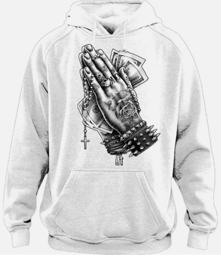 Praying hands Money tattoo Sweatshirt hoodie