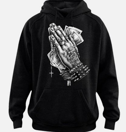 Praying hands Money tattoo Sweatshirt hoodie