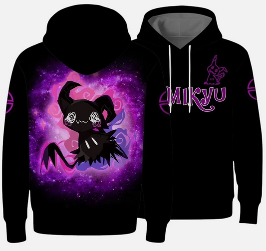 Mimikyu Hoodie Shirt - Kawaii Ghost Anime Pullover - Funny Purple Graphic Unisex