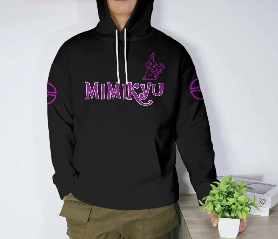 Mimikyu Hoodie Shirt - Kawaii Ghost Anime Pullover - Funny Purple Graphic Unisex