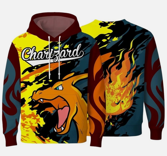Charizard Graphic Hoodie: Unisex 3D Print Fire Dragon Sweatshirt