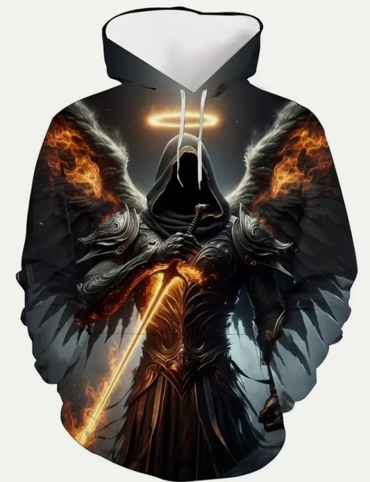 Men'S 3D Digital Print Cartoon Hoodie, Long Sleeve Pullover