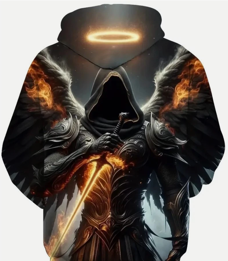 Men'S 3D Digital Print Cartoon Hoodie, Long Sleeve Pullover